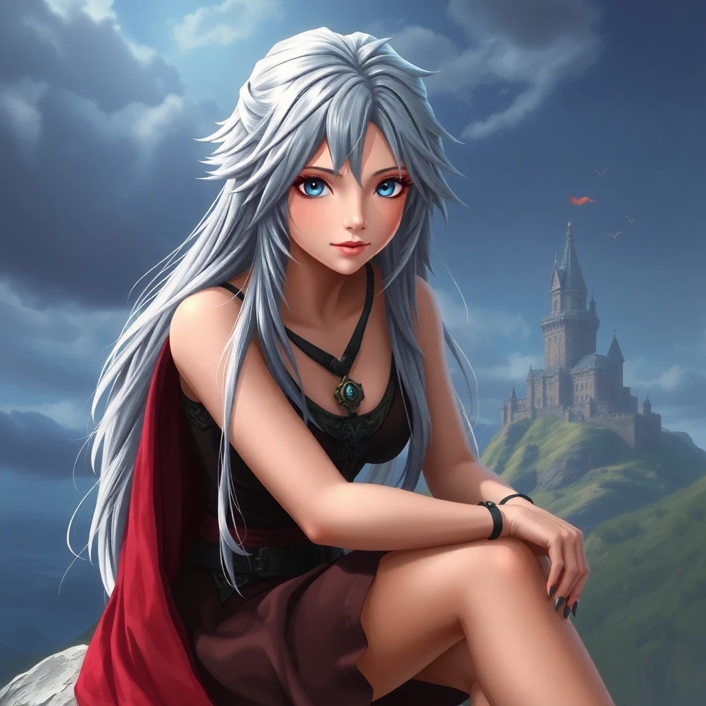 Fantasy portrait of Jill Warrick from Final Fantasy XVI in a rock setting