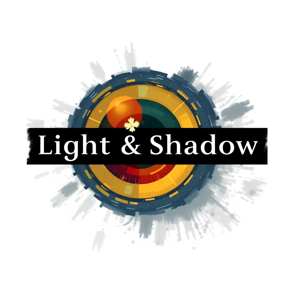 Photography studio logo using pointillism technique to create a camera lens effect with light and shadow play