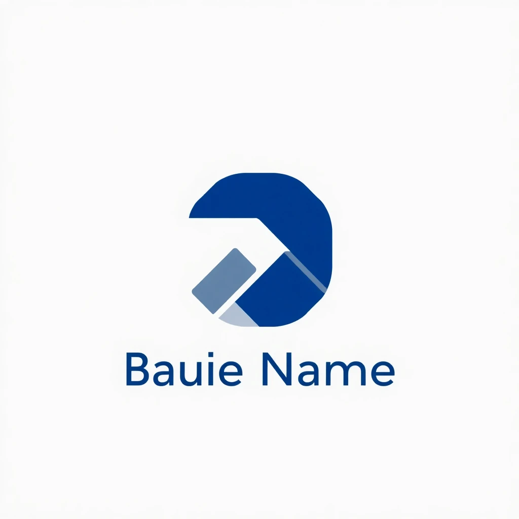 Modern minimalist business logo design with deep blue and gray geometric shapes integrated with brand name