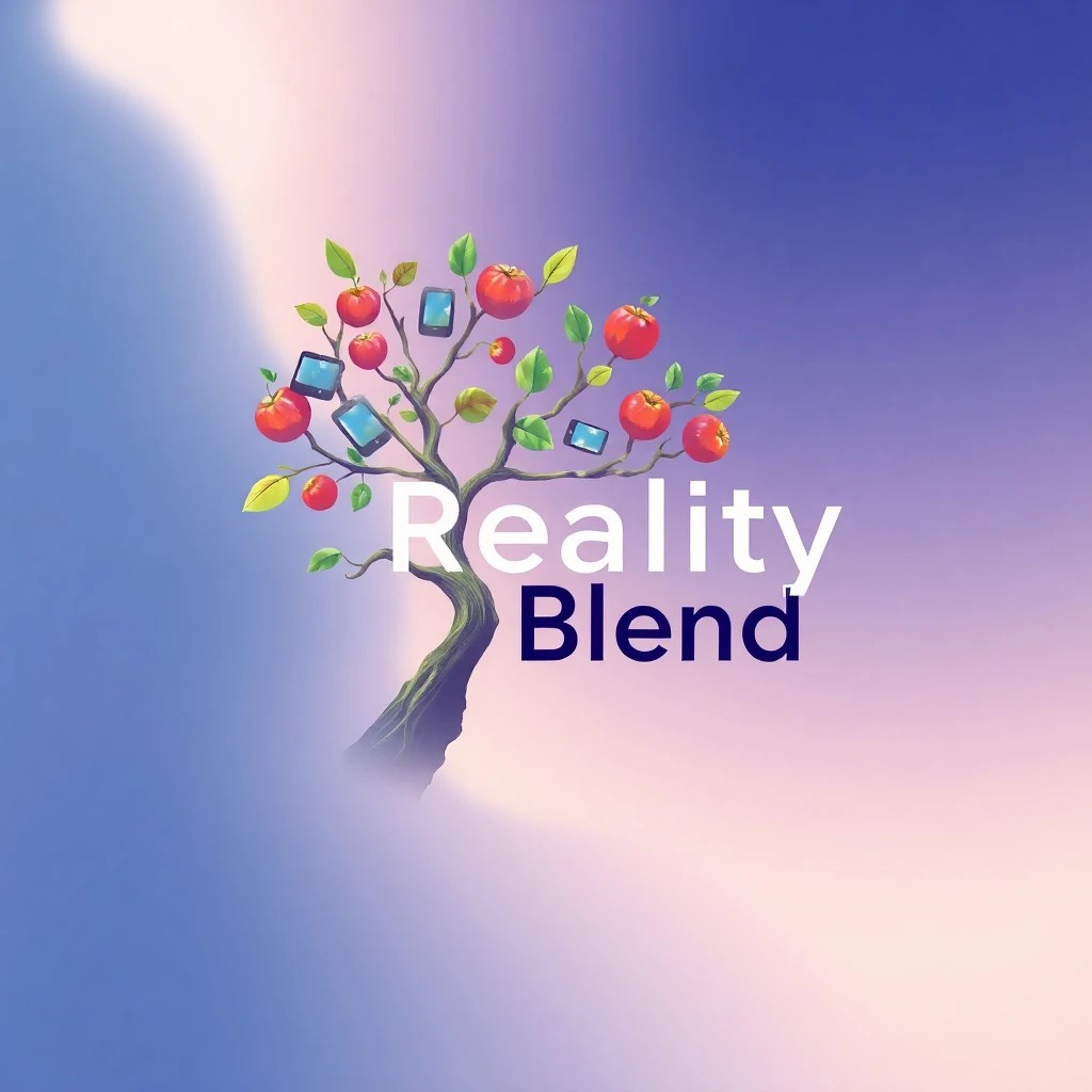 Creative studio logo showing a surreal digital tree growing electronic devices as fruits