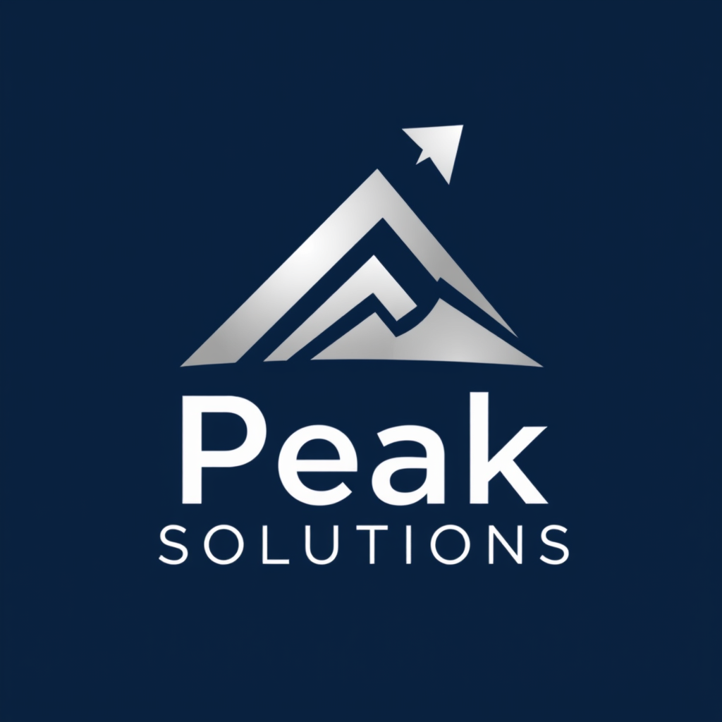 Professional business consulting logo for Peak Solutions with clean corporate design, showing practical application of AI logo generator